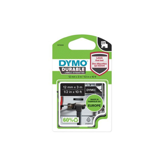 Tape DYMO D1 12mm x 3m hvit/sort