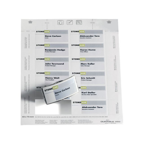 Innlegg DURABLE navneskilt 40x75mm (240)