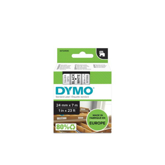 Tape DYMO D1 24mm x 7m sort/hvit