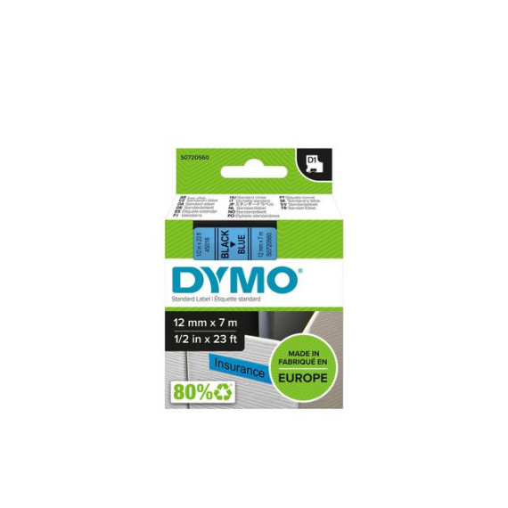 Tape DYMO D1 12mm x 7m sort/blå