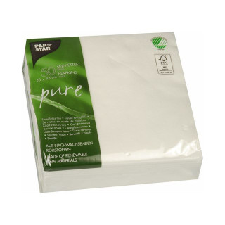 Serviett PURE 33x33cm hvit (50)