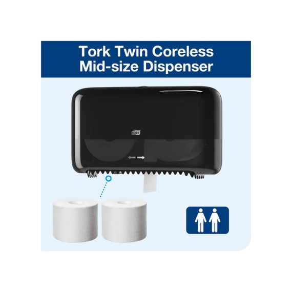 Dispenser TORK Twin toalettpapir T7 sort