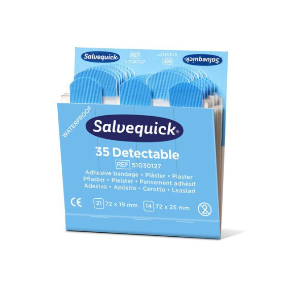 Plaster SALVEQUICK detectable blå (6x35)