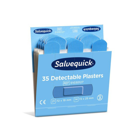 Plaster SALVEQUICK detectable blå (6x35)