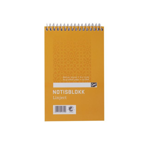 Notisblokk EMO 8x13cm 60g 50bl linj spi