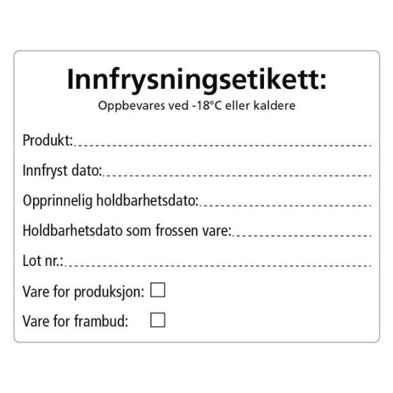 Etikett innfrysing 102x128mm 500stk