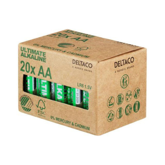 Batteri DELTACO Alkaline AA/LR6 (20)