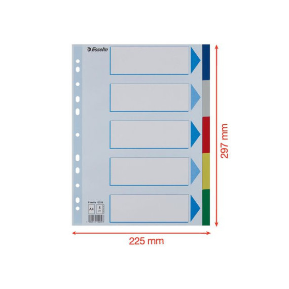 Skilleblad ESSELTE A4 5-delt plast 5 frg