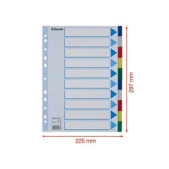 Skilleblad ESSELTE A4 10-delt plast 5frg