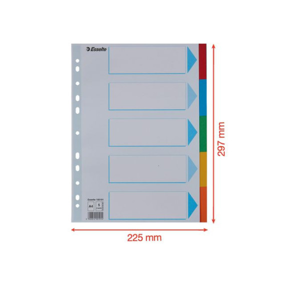 Skilleblad ESSELTE A4 5-delt kart 5 frg