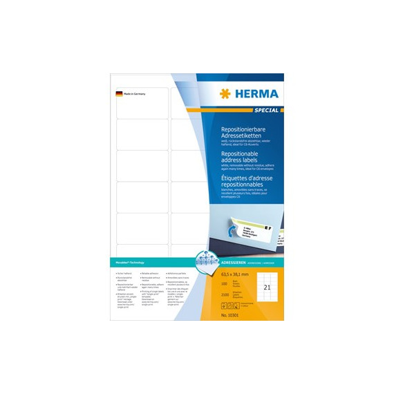 Etikett HERMA adr fl A4 63,5x38,1 (100)