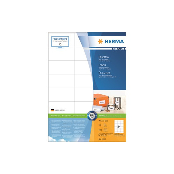 Etikett HERMA premium A4 70x37mm (2400)