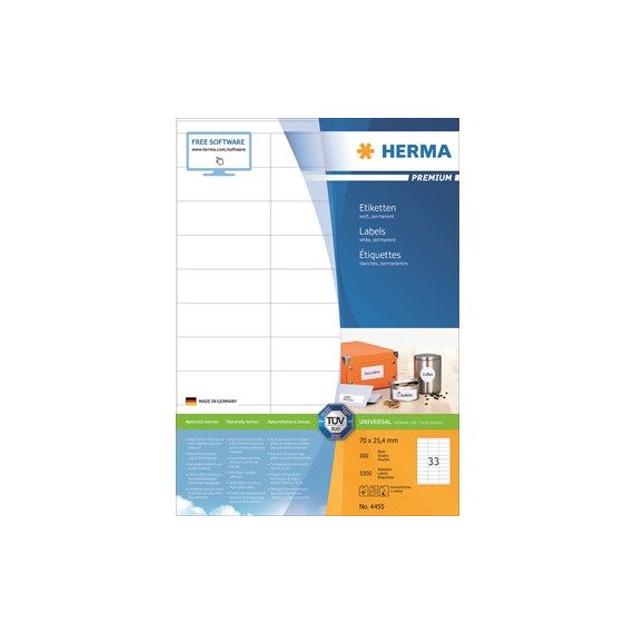 Etikett HERMA premium A4 70x25,4 (3300)
