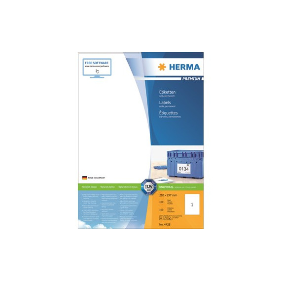 Etikett HERMA premium A4 210x297mm (100)