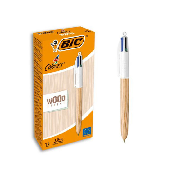 Kulepenn BIC 4 farger 1,0 wood assortert