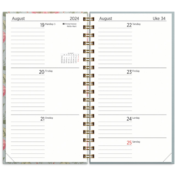 Kalender GRIEG SLIM spiral 24/25 blomst