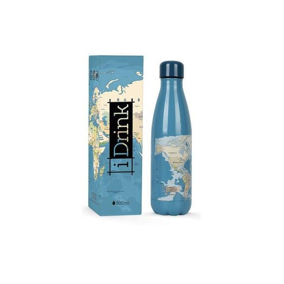 Termoflaske IDRINK 500ml blue maps