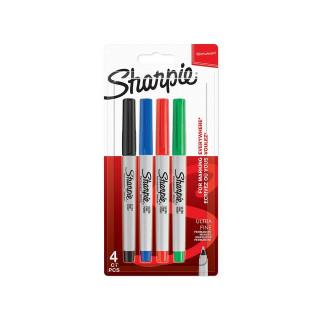 Merkepenn SHARPIE sort/rød/blå/gr.  (4)