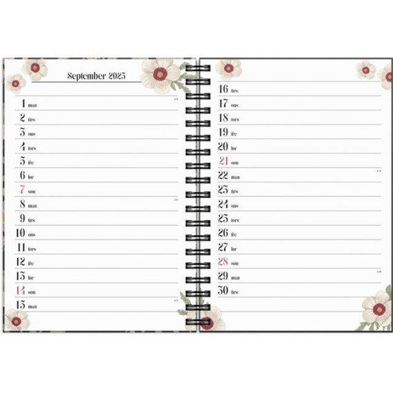 Ukekalender Life Planner 2025 Floral A6