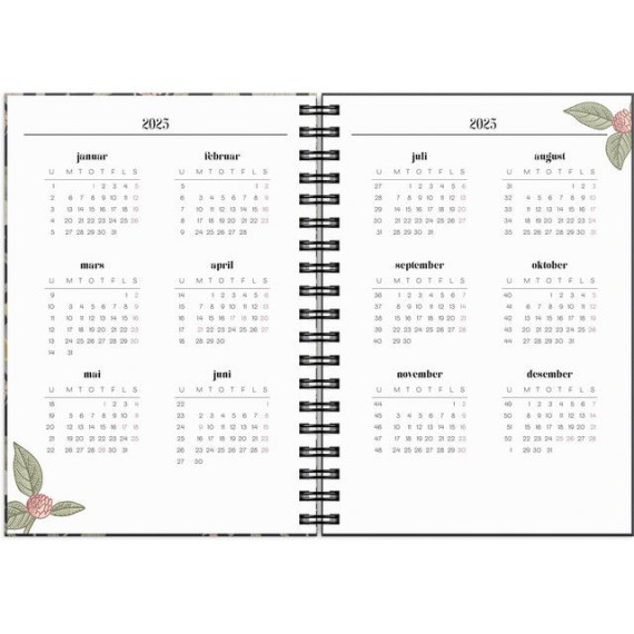 Ukekalender Life Planner 2025 Floral A6