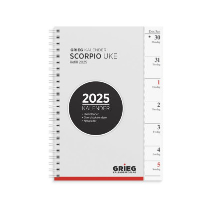 Ukekalender GRIEG Scorpio A5 2025 refill