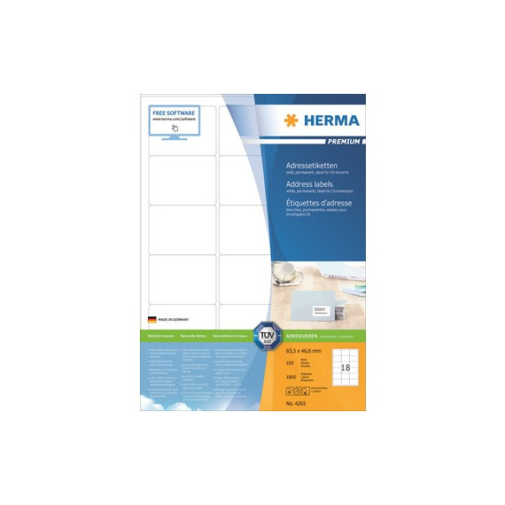 Herma Etiketter Premium A4 63,5x46,6mm (100)