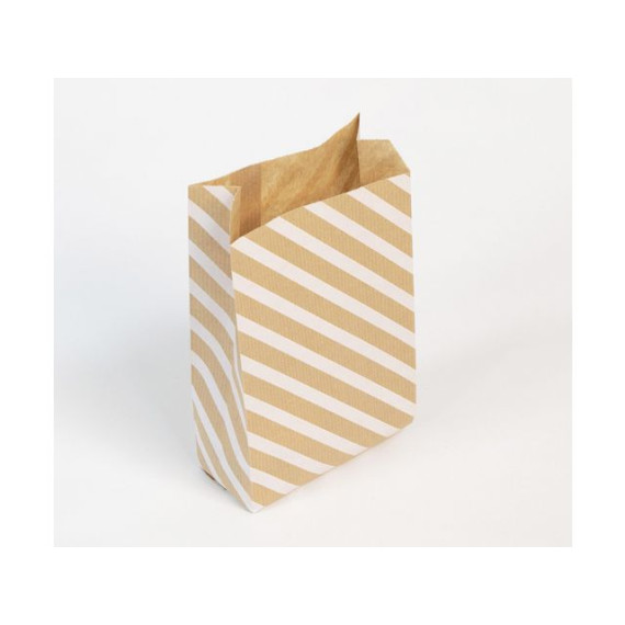 Gavepose CF kraft 11x21cm stripe (50)