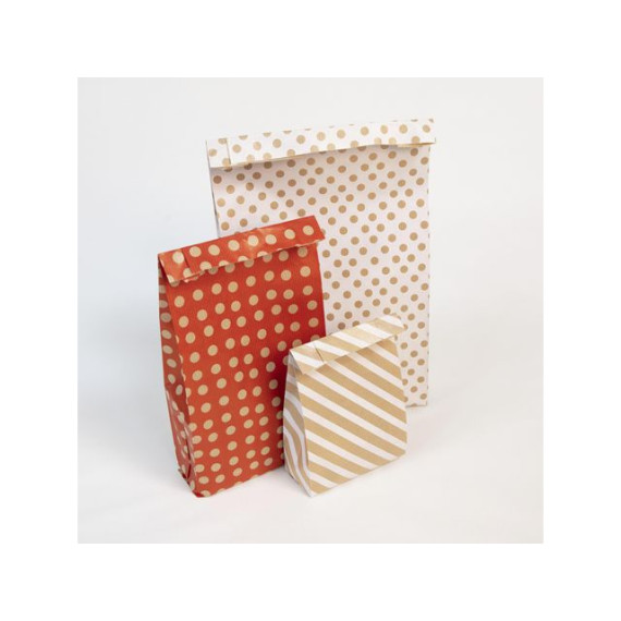 Gavepose CF kraft 11x21cm stripe (50)