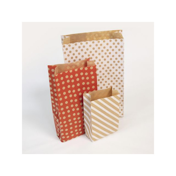 Gavepose CF kraft 11x21cm stripe (50)