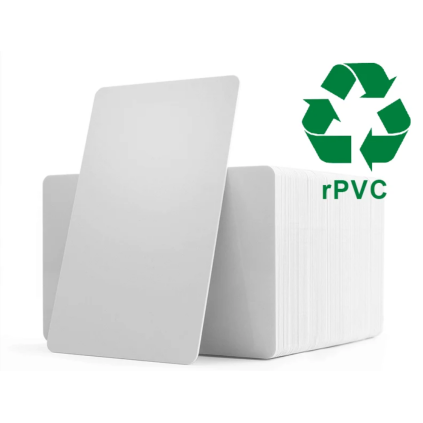 Plastkort - Hvite rPVC 100% resirkulert materiale ECO 100/pk