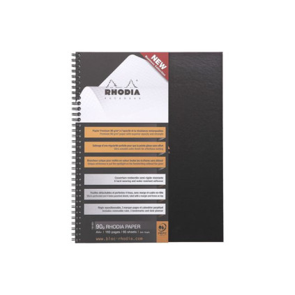 Spiralbok RHODIA Active A4+ rutet sort